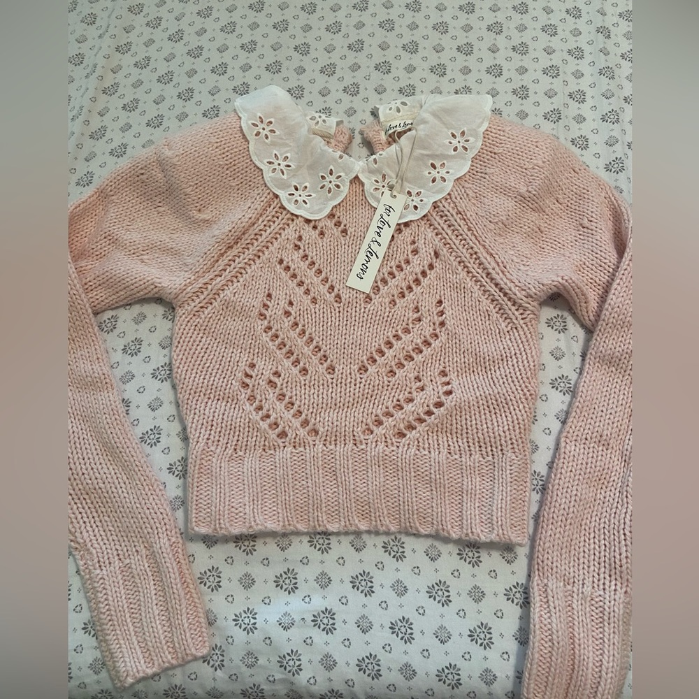 NWT For Love and Lemons XS pink with white collar. Perfect condition.